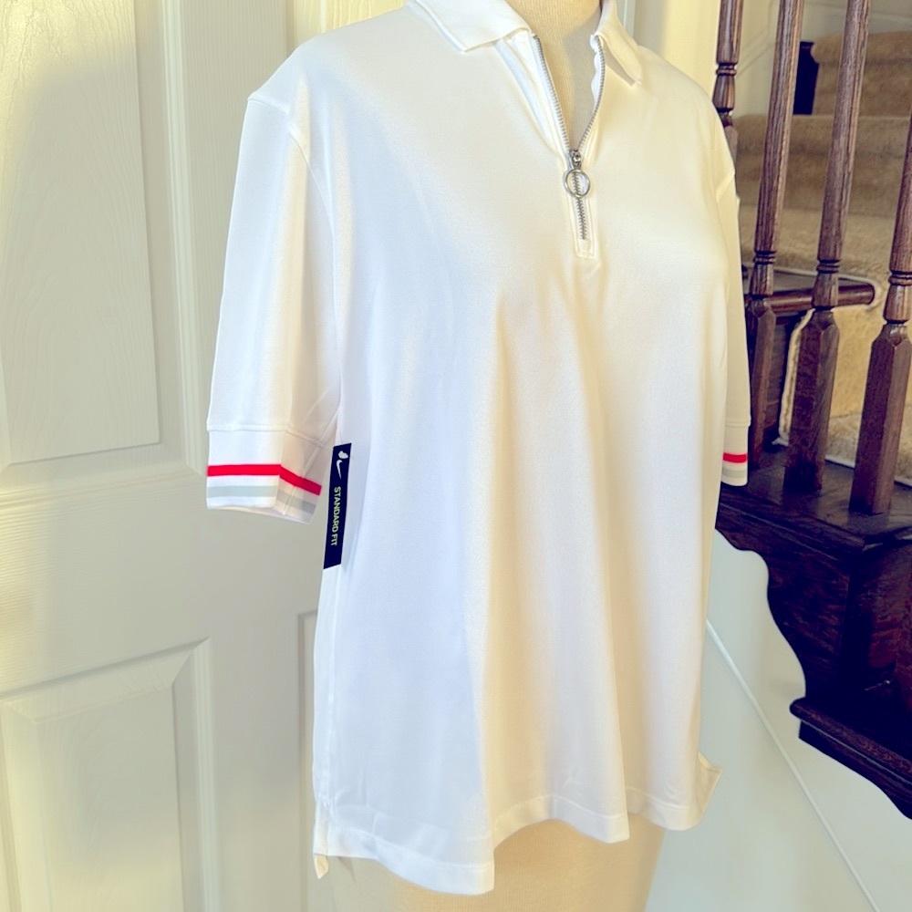 Nike Polo shirt 1/4 zip-up breathe shirt white nwt L standard fit